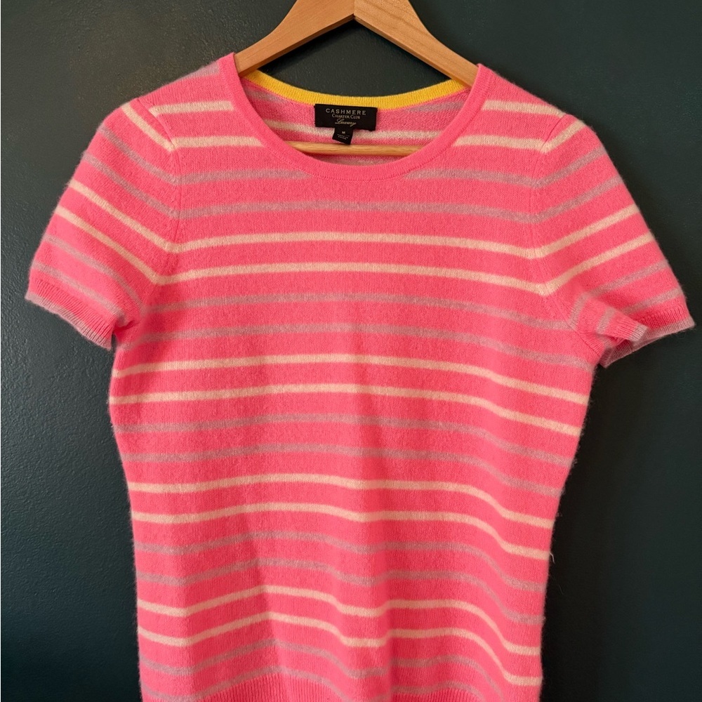 Cashmere, Charter Club Pink Striped Women's sweater - Picture 2 of 7